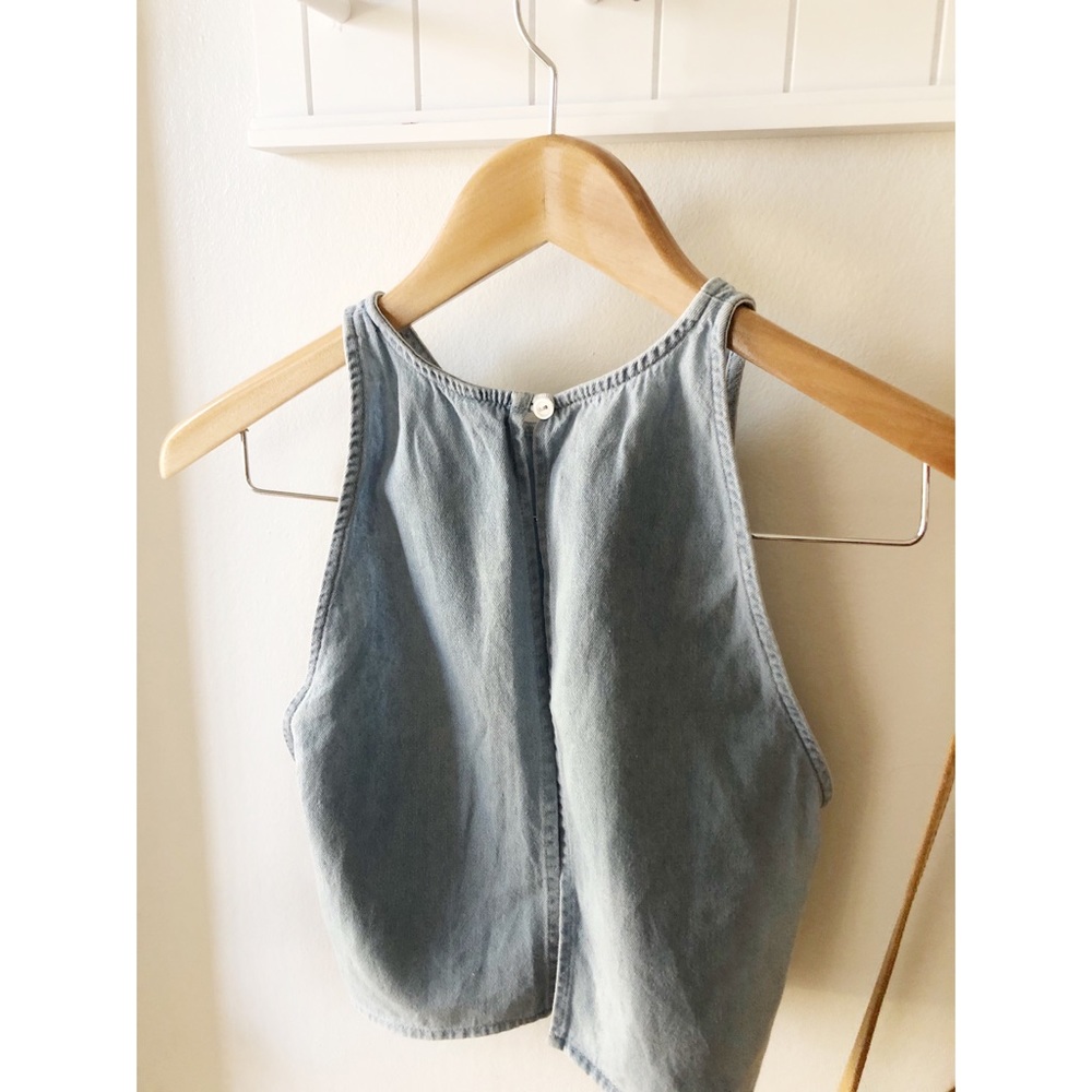 American Apparel Denim Open Back Crop Top Small - Picture 4 of 7